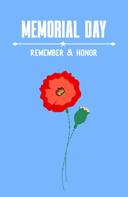Vector memorial day red poppy poster