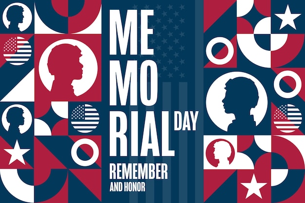 Memorial Day Remember and Honor Holiday concept Template for background banner card poster with text inscription Vector EPS10 illustration