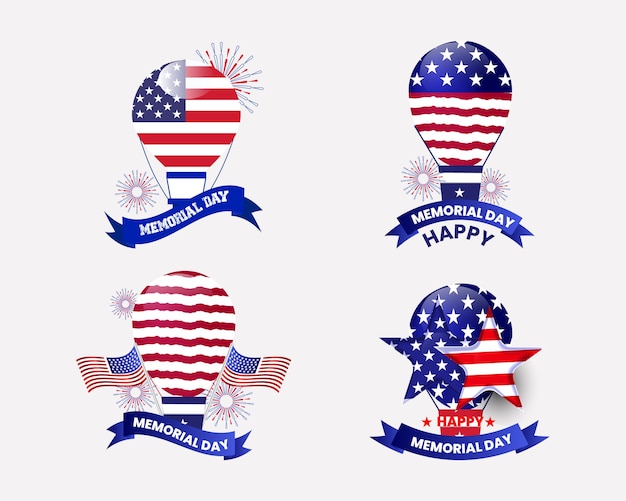 Vector memorial day remember and honor with the usa flag in heart banner set design