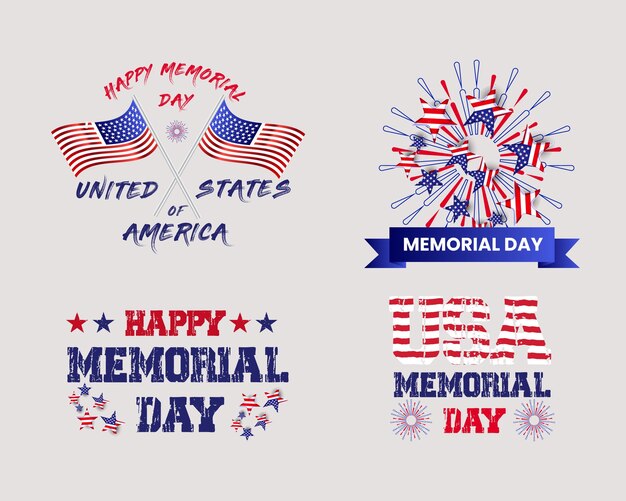 Vector memorial day remember and honor with the usa flag in heart banner set design