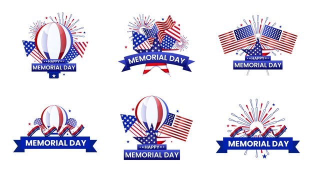 Memorial day remember and honor with the USA flag in heart banner Set Design