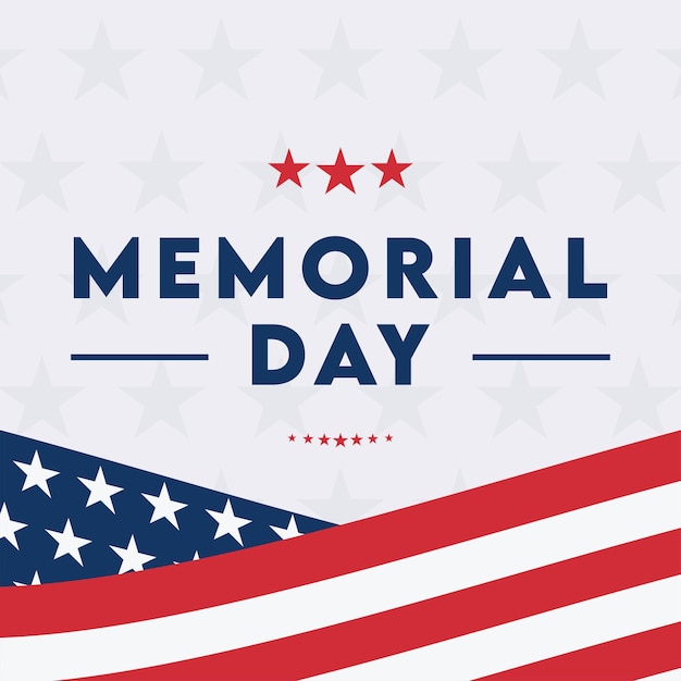 memorial day social media greeting with american flag decoration