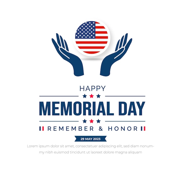 Memorial day social media post banner background or typography design remember and honor