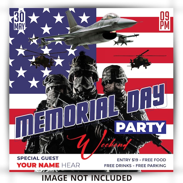 Vector memorial day social media post and flyer template