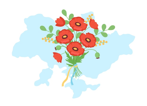 Memorial day in Ukraine 2D vector isolated illustration