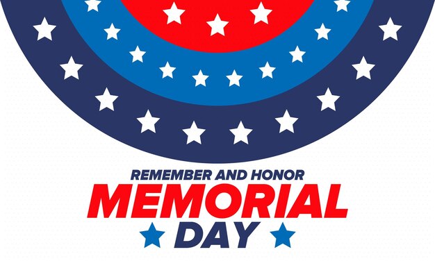 Memorial Day in United States Remember and Honor holiday United States Armed Forces Vector poster