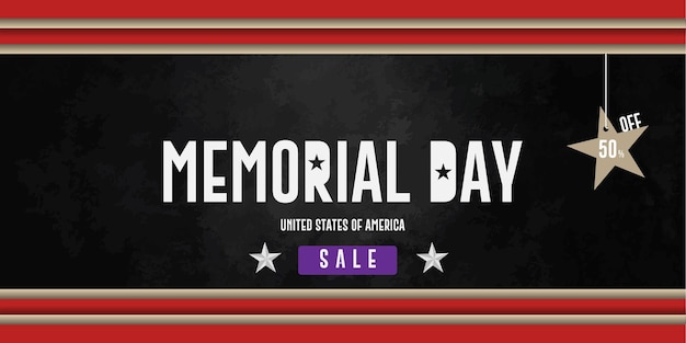 Vector memorial day usa flag concept with sales poster and template design vector illustration