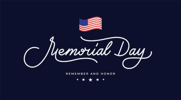 Vector memorial day usa greeting card design with original lettering