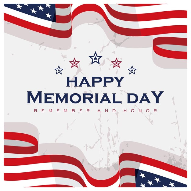 Memorial Day with an American flag Respect all those who have contributed Memorial Day concept Flat vector illustration