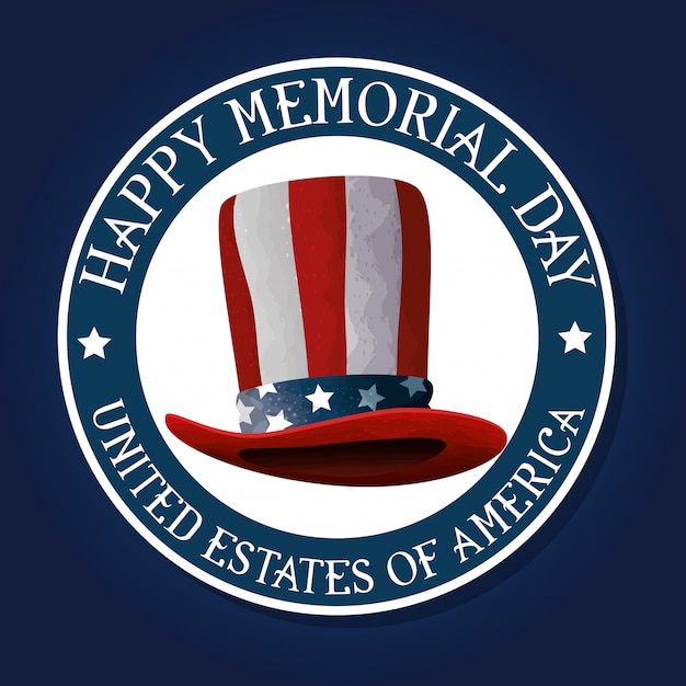 Vector memorial day with hat usa