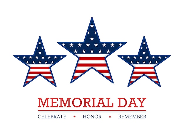 Vector memorial day with star in national flag colors honoring all who served national american holiday illustration vector memorial day greeting card