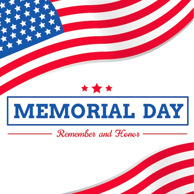 Memorial day with USA flag  on white background 