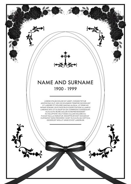 Memorial Funeral Card Templates with flowers paper cut