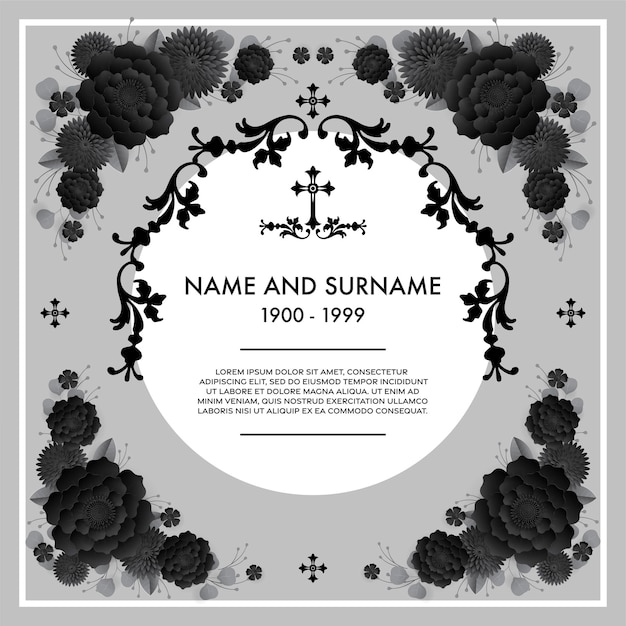 Vector memorial funeral card templates