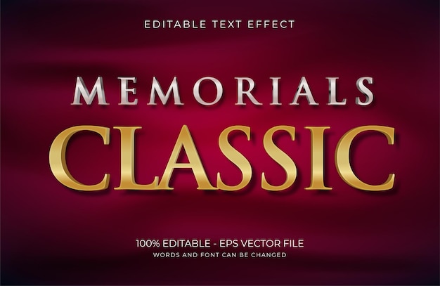 Memorials classic text effect premium vector