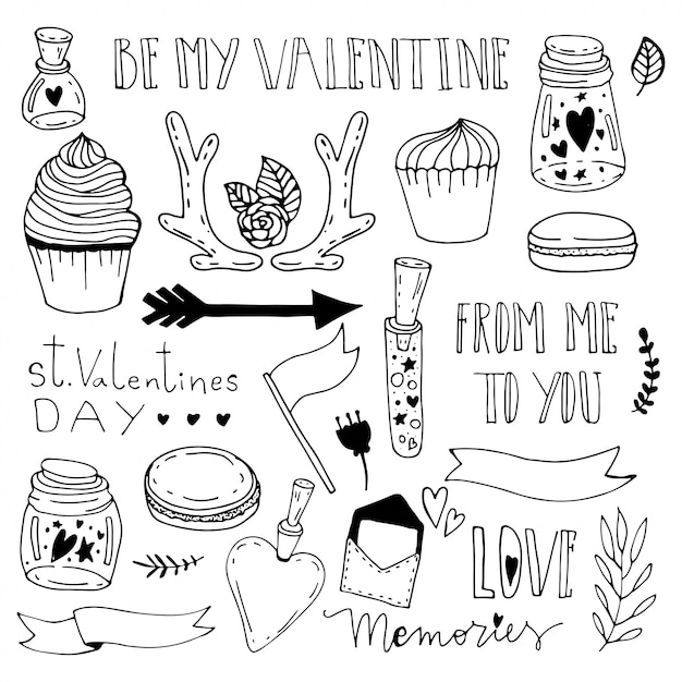 Memories in a jar. saint valentine day doodle illustration.
