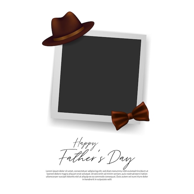 아버지의 추억은 프레임과 갈색 모자, 그리고 인사말 카드에 대한 넥타이 일러스트레이션 컨셉이 있는 아버지의 날을 사랑합니다.