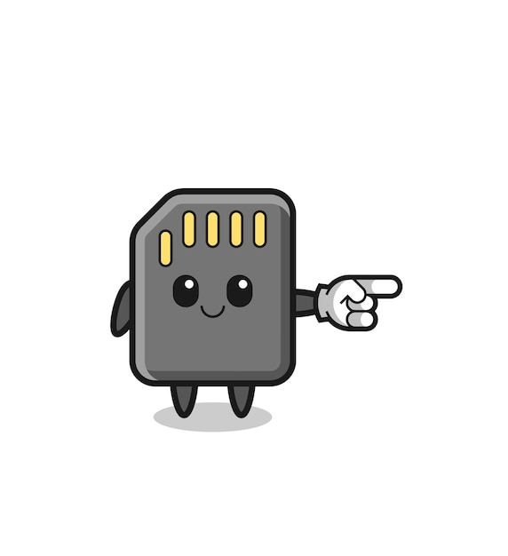 Memory card mascot with pointing right gesture