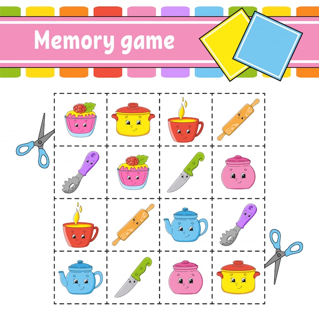 Memory game for kids. education developing worksheet.