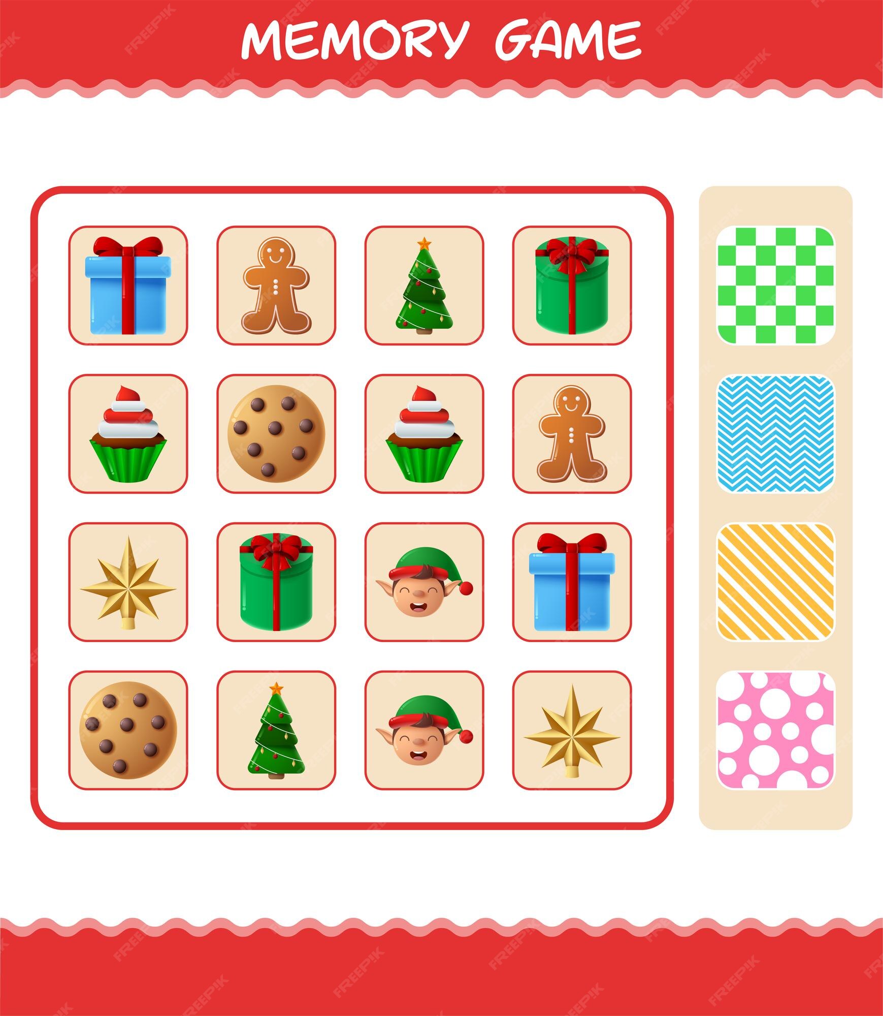 Memory Game for Preschool Children, Vector Cards with Cartoon