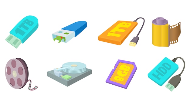 Memory source icon set 