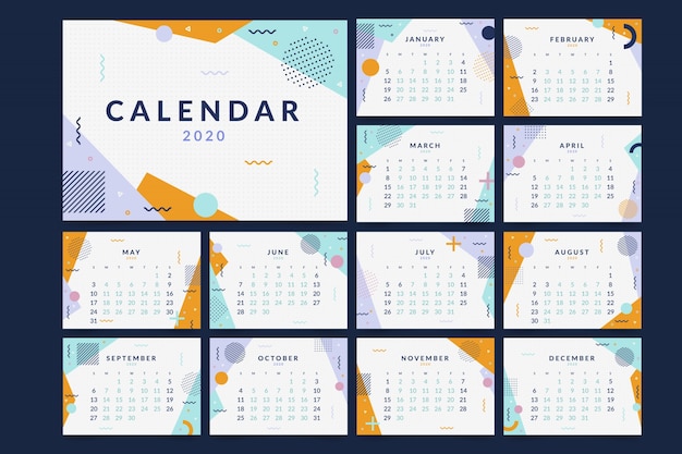 Modello di calendario memphis 2020