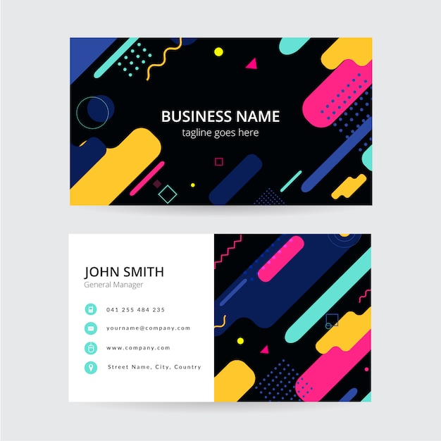 Memphis colorful business card, modern design