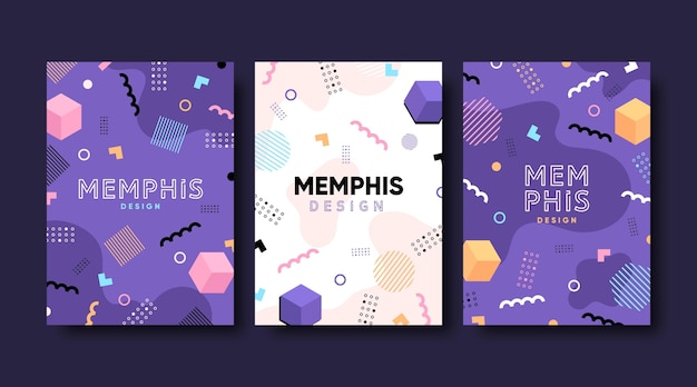 Vettore collezione di copertine di memphis