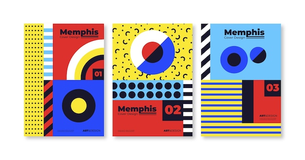 Vettore collezione di copertine di memphis