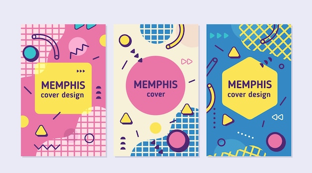 Vector memphis design cover collection