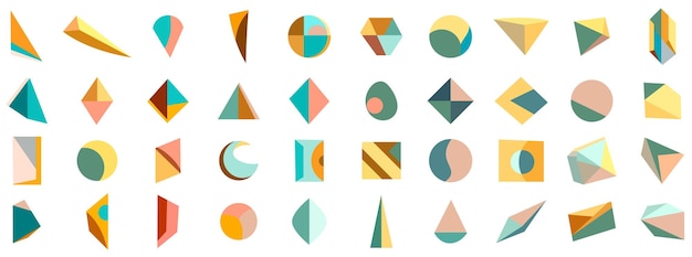 Memphis design elements Abstract geometric shapes set Vector illustration of geometric shapes