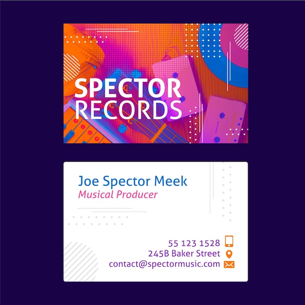 Vector memphis double-sided horizontal business card