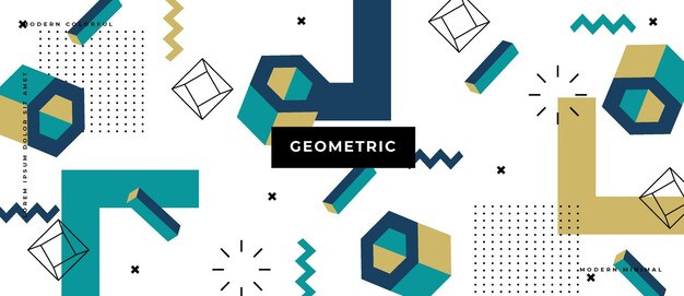 Memphis geometric background with abstract shapes