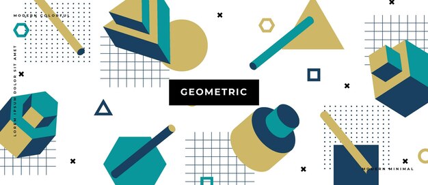 Vector memphis geometric background with abstract shapes