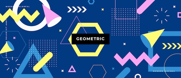 Memphis geometric background with abstract shapes