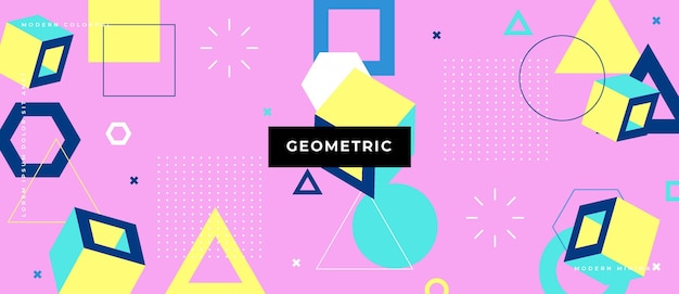 Memphis geometric background with abstract shapes