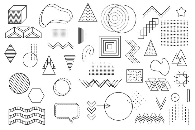 Memphis geometric elements for design Vector illustration for web sale posters advertising template promotion