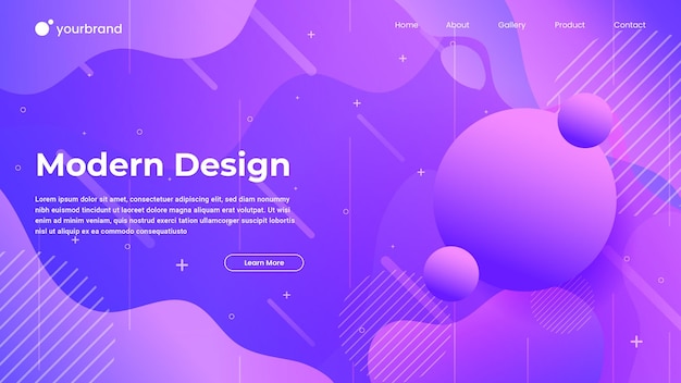 Vector memphis geometric gradient abstract landing page design premium vector