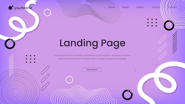 Vector memphis geometric gradient abstract landing page design premium vector