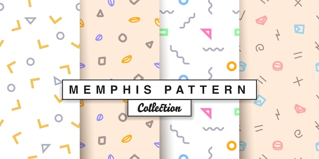 Memphis geometric seamless pattern set