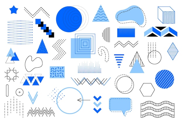 Memphis geometric shapes with copy space and elements