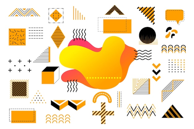 Vector memphis geometric shapes with copy space and elements