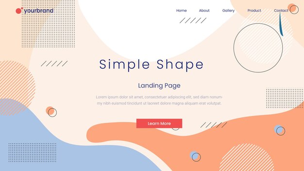 Memphis gradient abstract landing page design premium vector