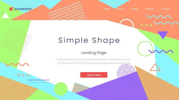 Memphis Gradient abstract landing page design premium vector