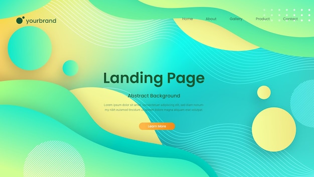 Memphis Gradient abstract landing page design premium vector