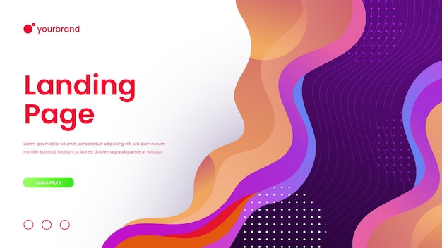 Memphis gradient abstract landing page design premium vector