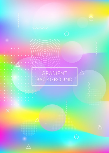 Memphis gradient background with liquid shapes dynamic holograp