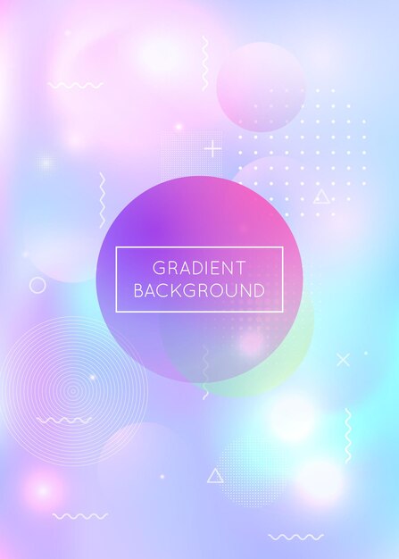 Memphis gradient background with liquid shapes dynamic holograp