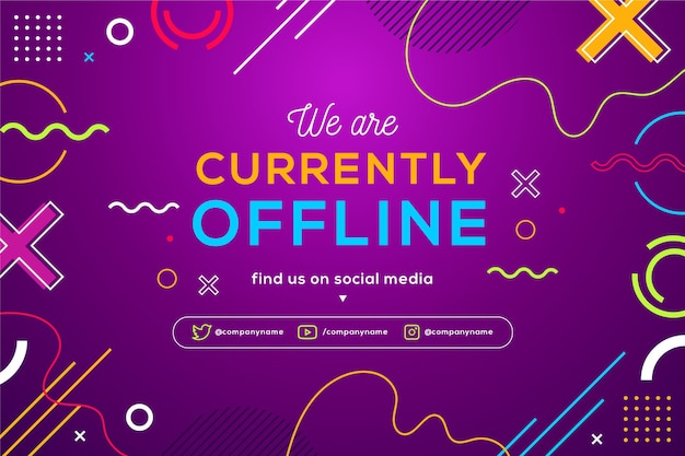 Memphis offline twitch-banner met kleurrijke vormen en lijnen