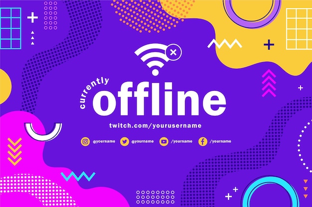 Memphis offline twitch banner with colorful shapes